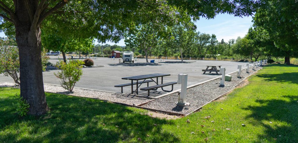 View of the lawn and RV Park site hookup at Konocti Vista Casino