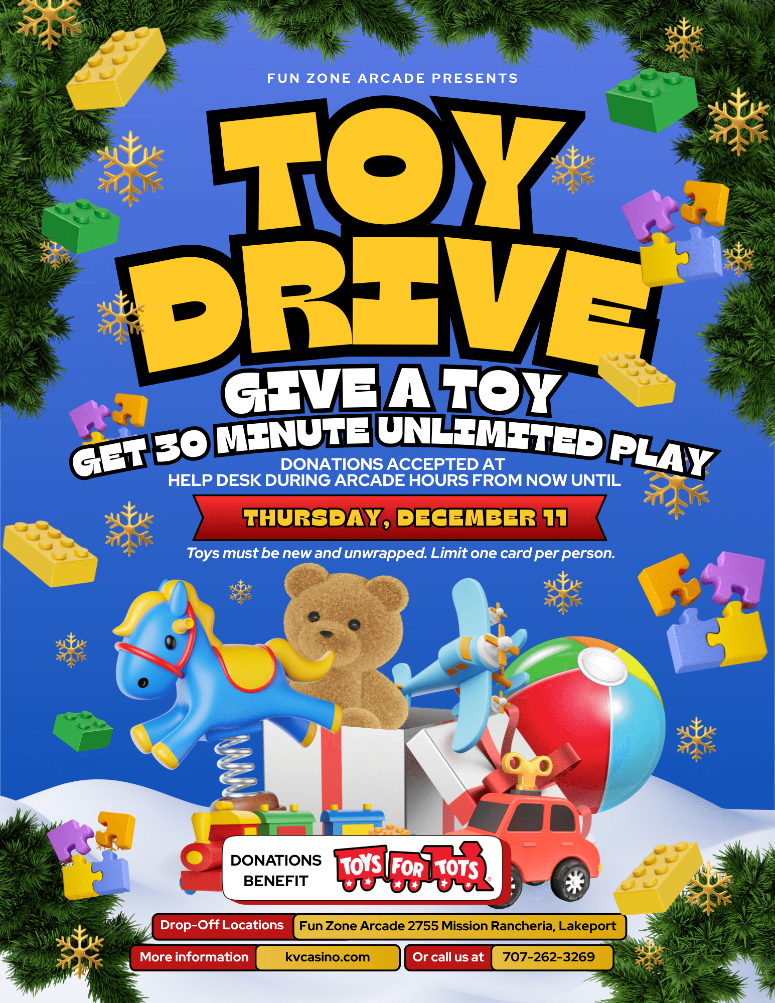 Red Playful Toy Drive Donation Event Flyer (1)